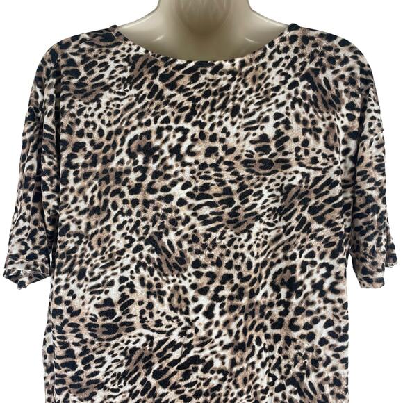 Soma Short Sleeve Animal Printed Soft Jersey Mini Dress Brown Black Size S - Picture 6 of 7